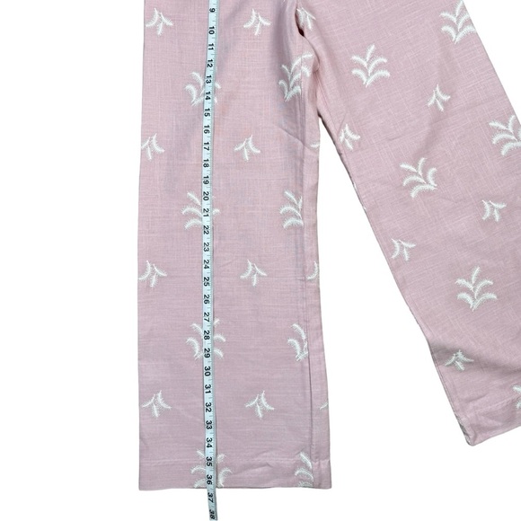NWT Elie Tahari Womens Linen Blend Pants Wide Leg Embroidered Soft Mauve Size 2 - Picture 7 of 11